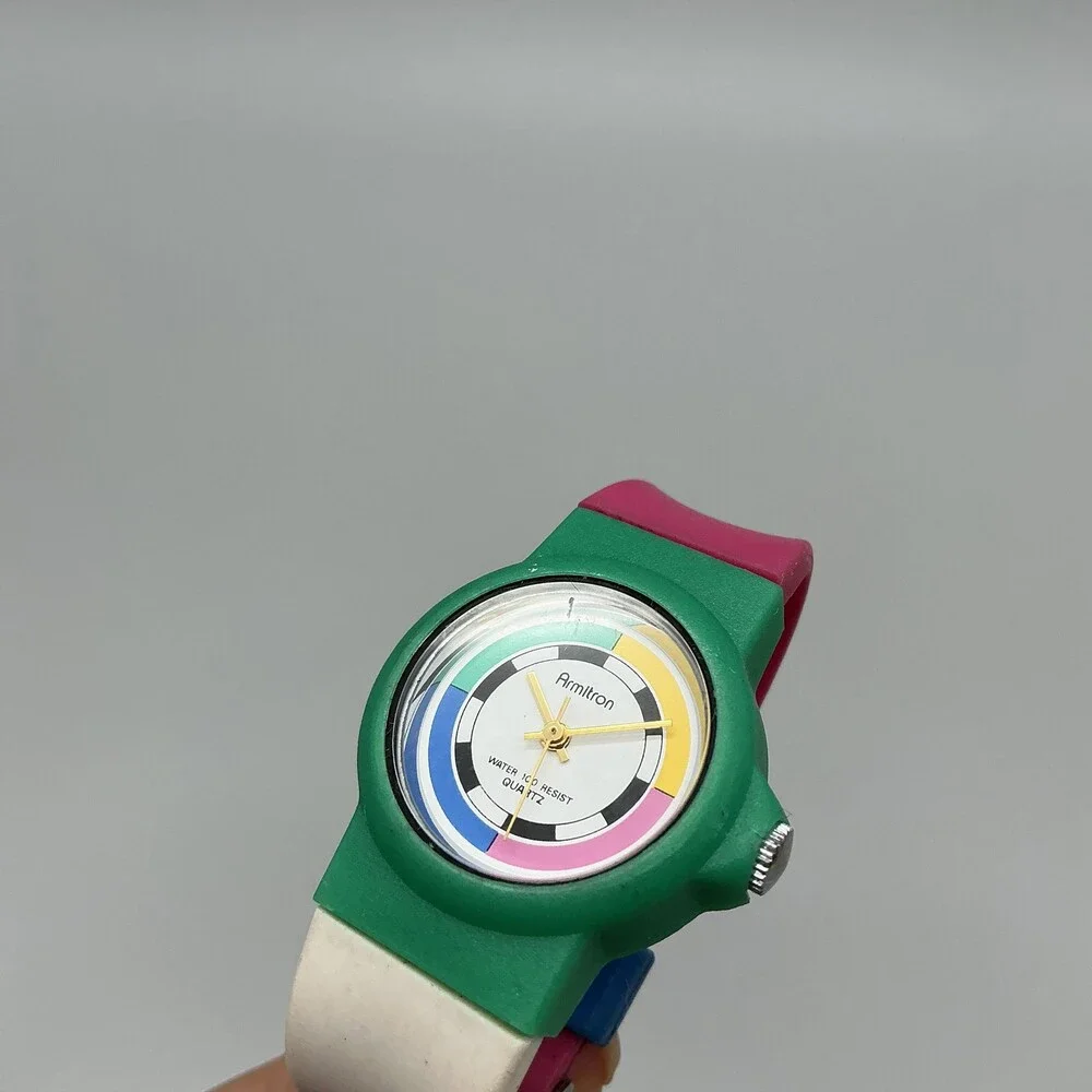 Vintage Armitron Womens Watch 26mm Multicolor Dial Rubber 25/2562 New Battery